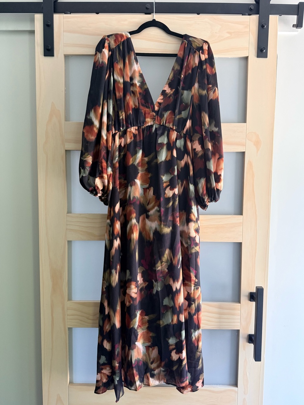 Parker Fall Floral Abstract Print Long Sleeve Maxi Dress Size 4
